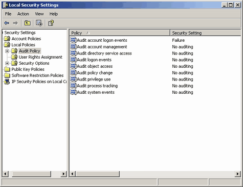 Local Security Settings - Audit Policy